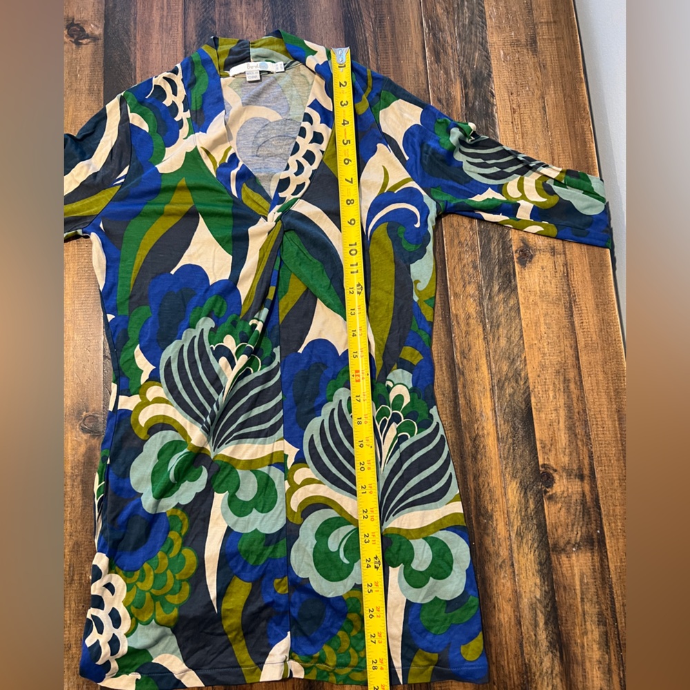 Boden Green Floral Geometric Tunic Top Size 6 WL613 - Picture 5 of 6